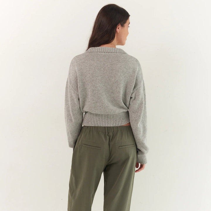 JUNI WOMENS KAIA ZIP CARDIGAN: STONE