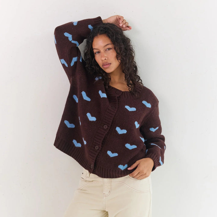 JUNI WOMENS SWEETHEART CARDIGAN