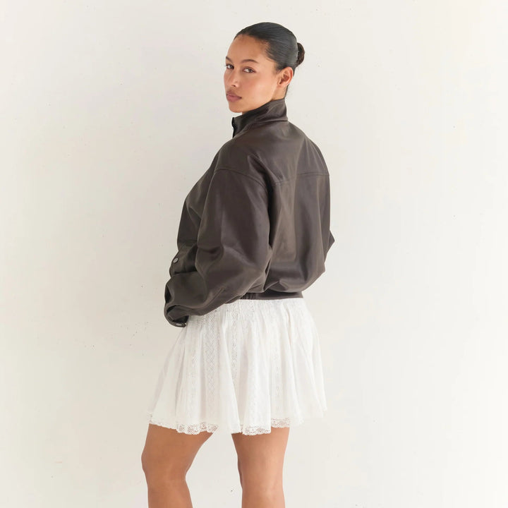 JUNI WOMENS SOFIE MINI SKIRT: BLANC