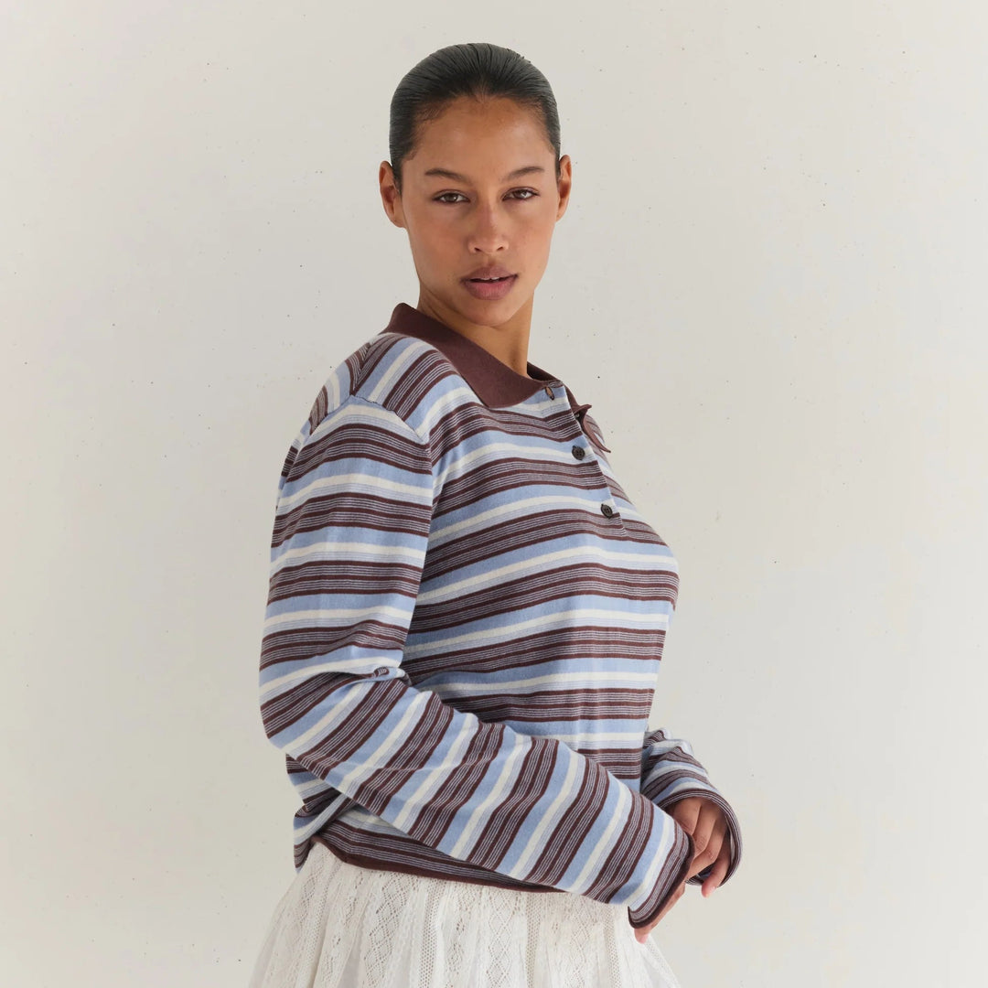 JUNI WOMENS ELISE RUGBY TOP: STRIPE