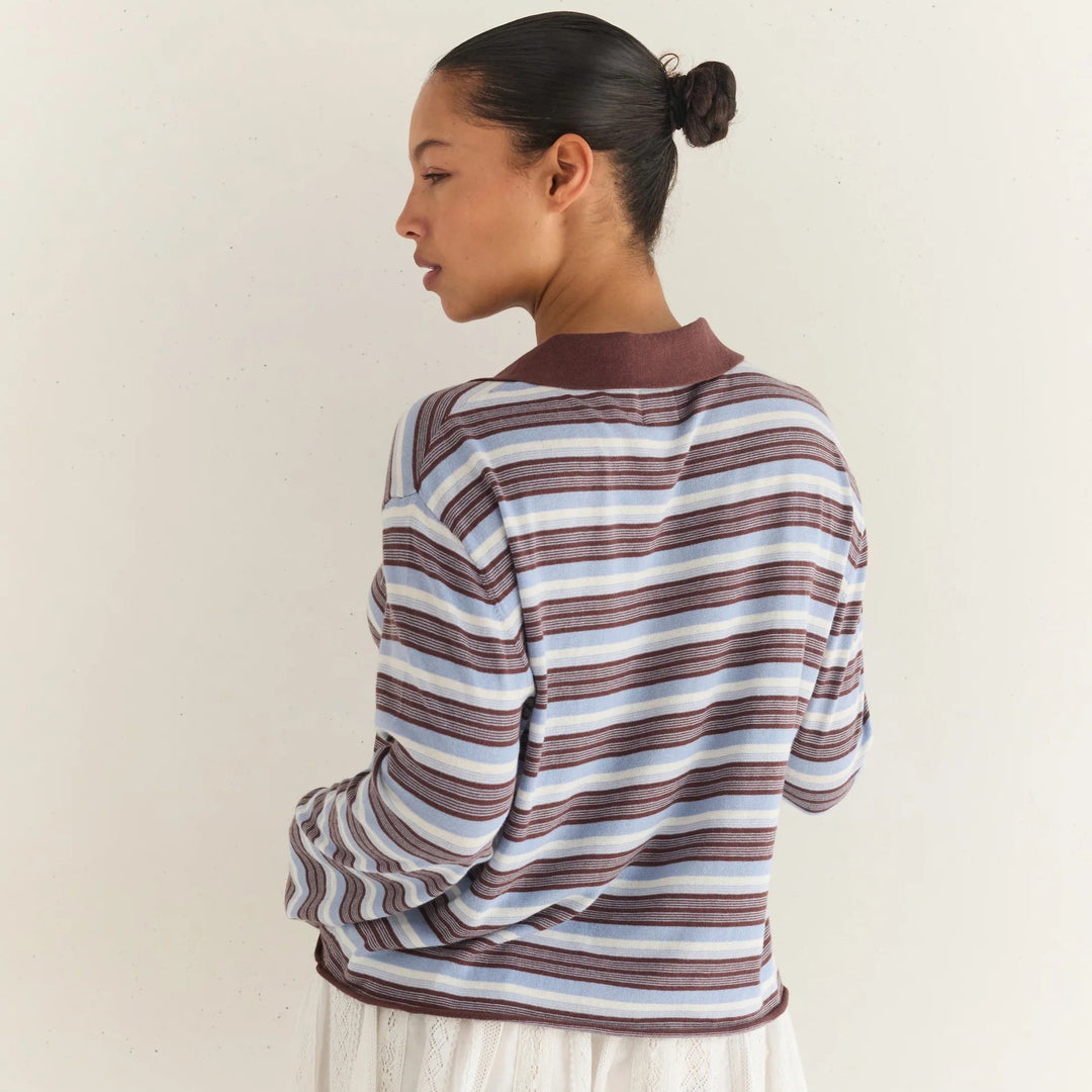 JUNI WOMENS ELISE RUGBY TOP: STRIPE
