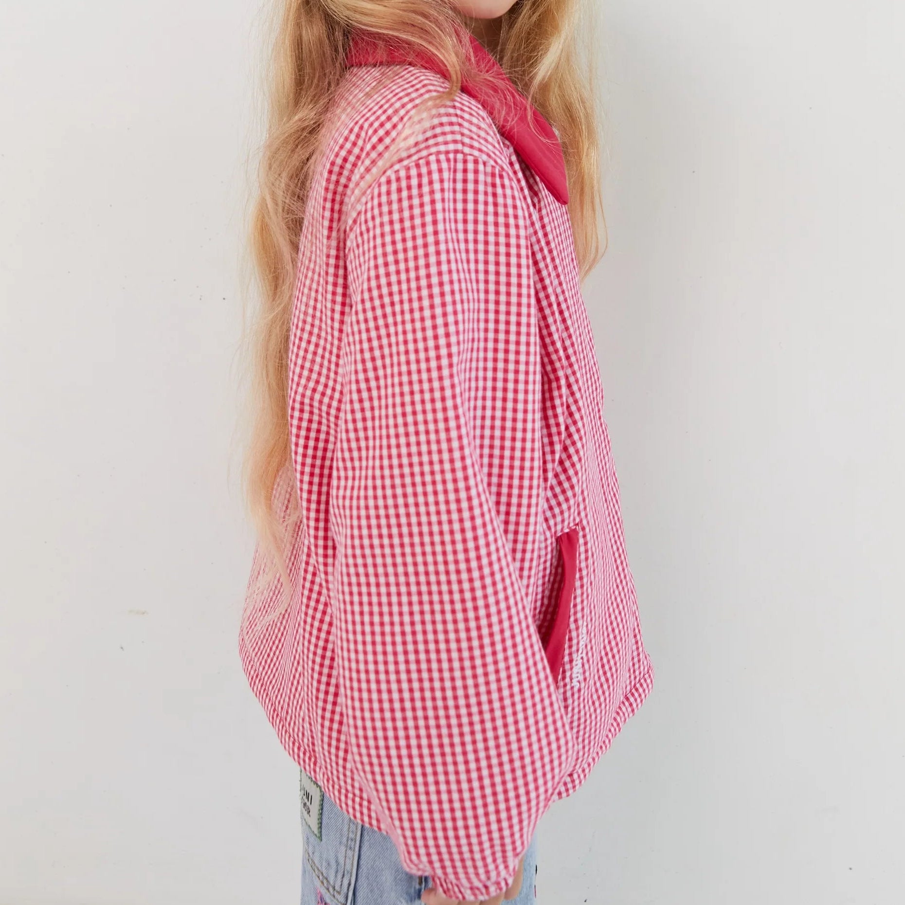 JUNI JNR SIENNA PADDED JACKET: RASPBERRY GINGHAM