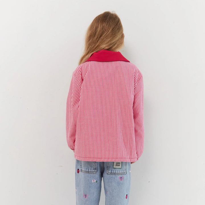 JUNI JNR SIENNA PADDED JACKET: RASPBERRY GINGHAM