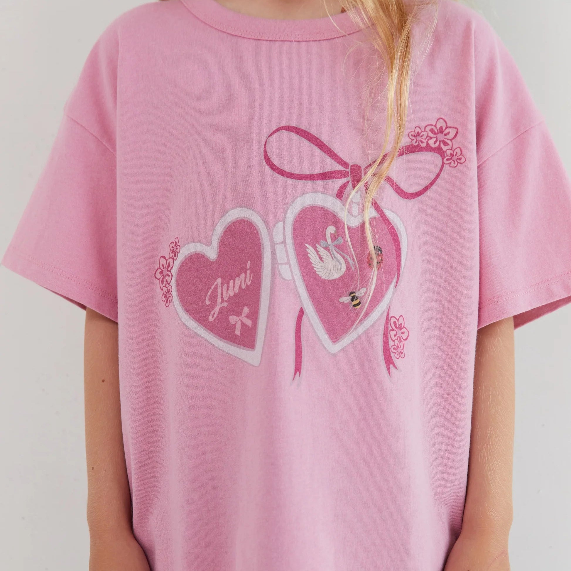 JUNI JNR LOVE LOCKET TEE: PINK