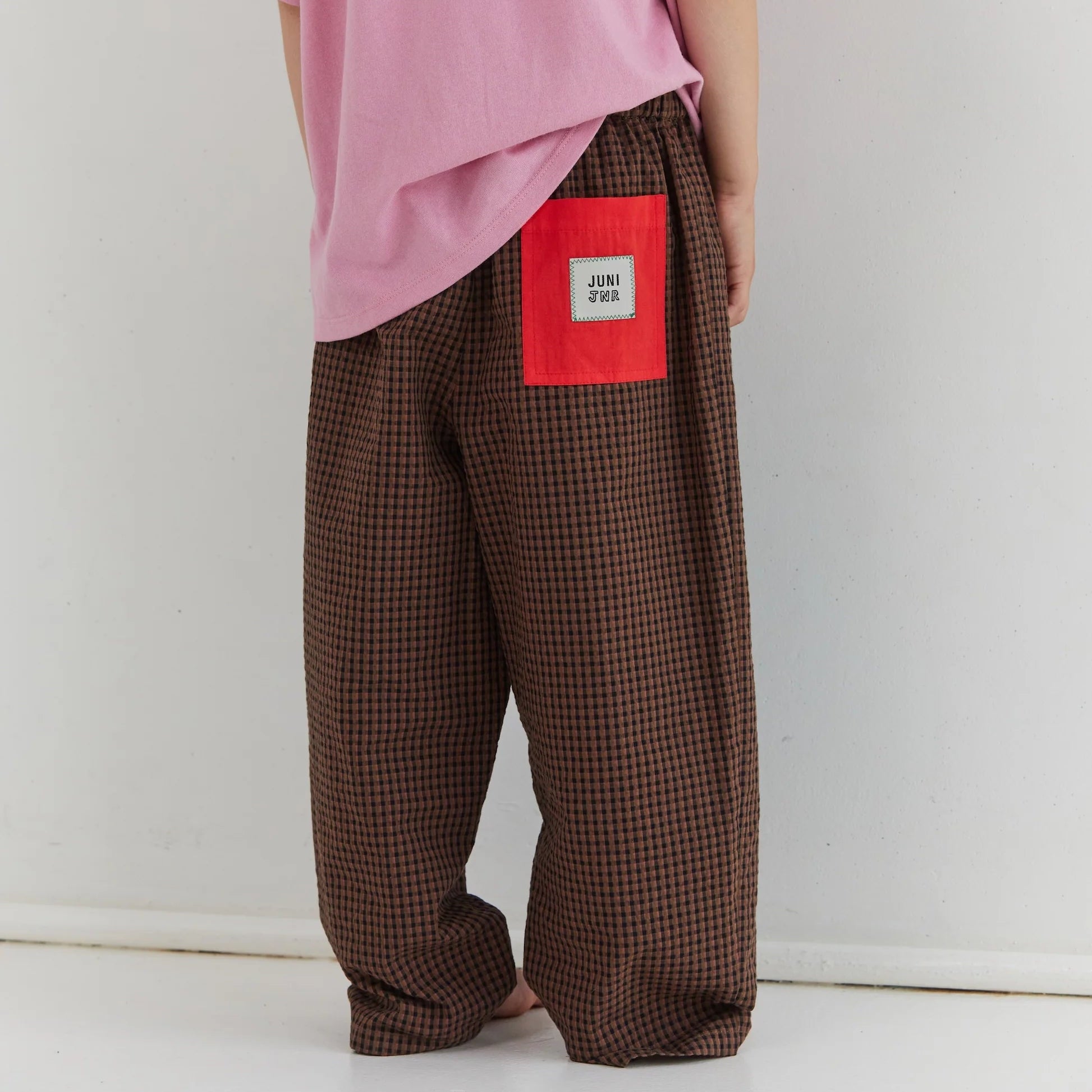 JUNI JNR BENJI PANT: ESPRESSO CHECK