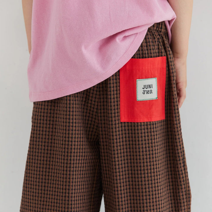 JUNI JNR BENJI PANT: ESPRESSO CHECK