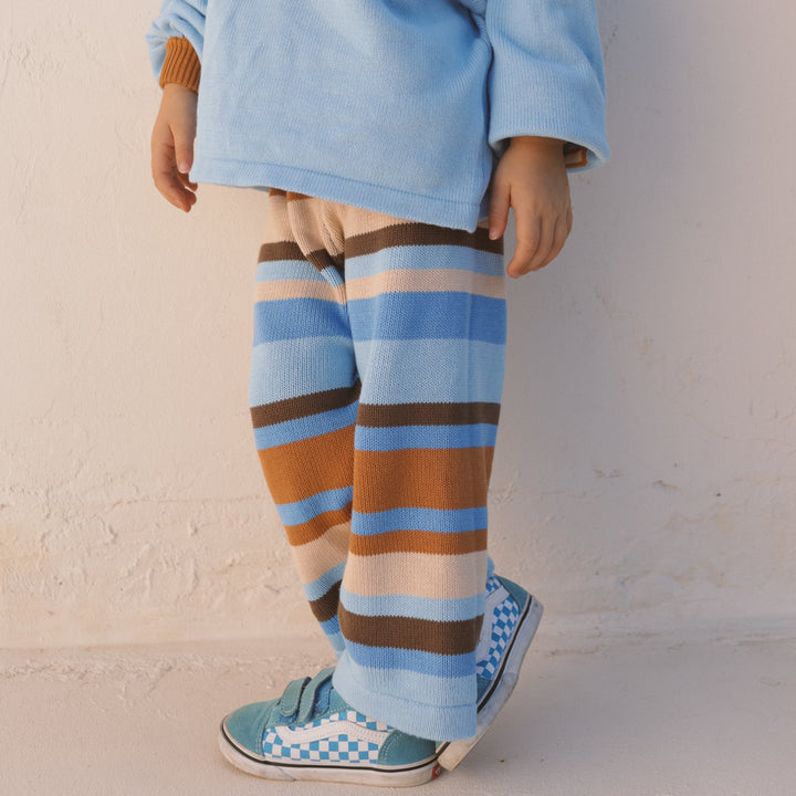 SMALL SWIM CLUB COASTAL STRIPE KNIT PANTS