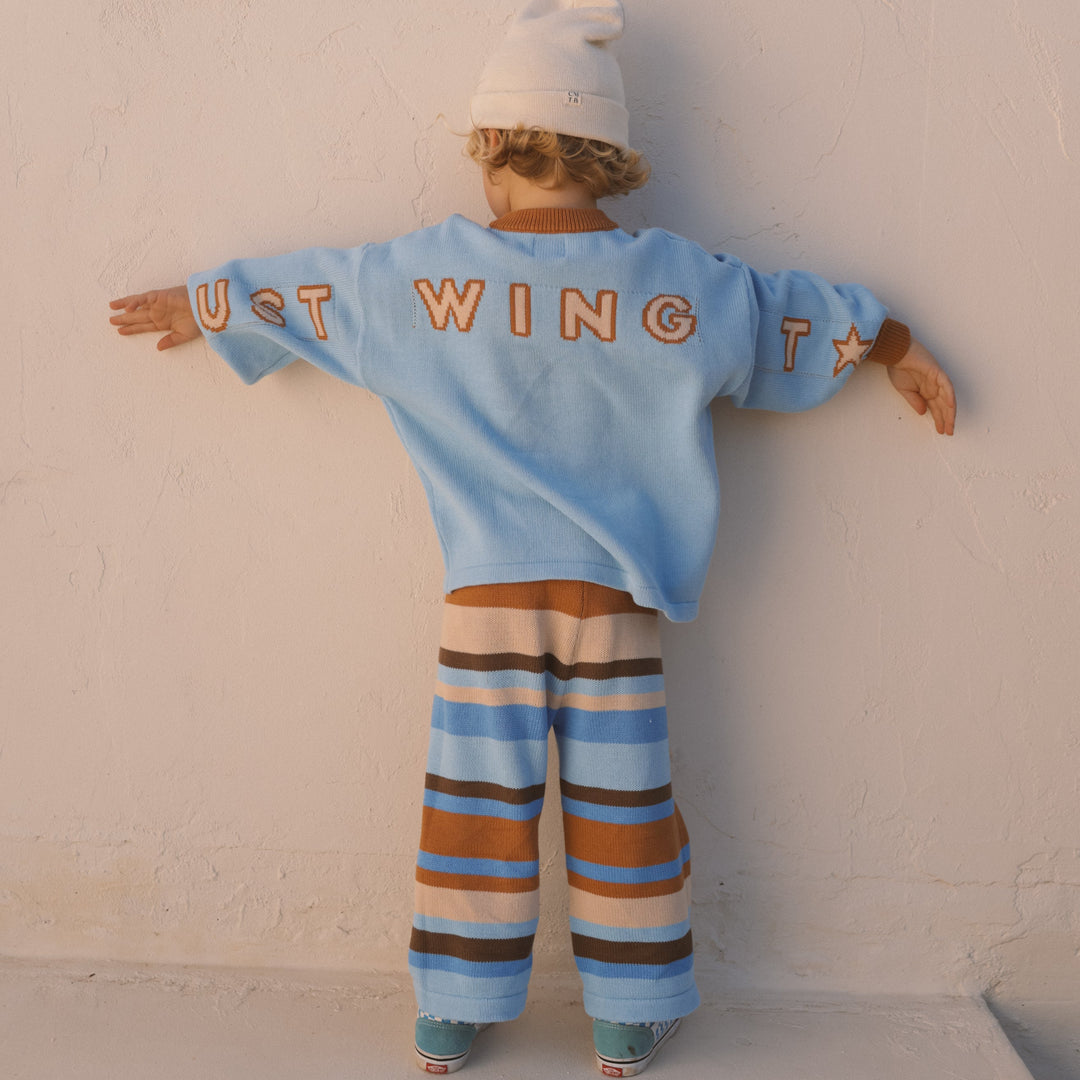 SMALL SWIM CLUB COASTAL STRIPE KNIT PANTS