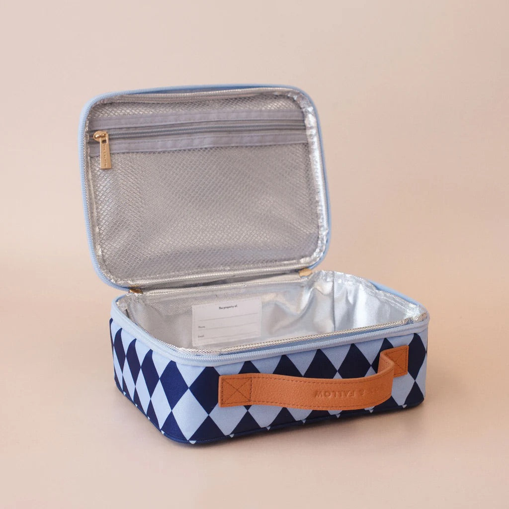 FOX & FALLOW MINI LUNCH BOX: NAVY DIAMONDS