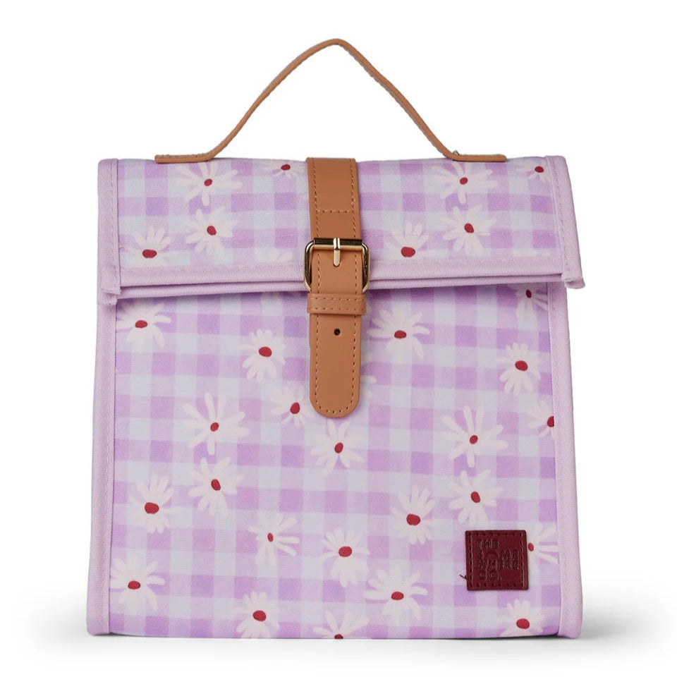 THE SOMEWHERE CO DAISY FIELDS LUNCH SATCHEL WITH SHOULDER STRAP