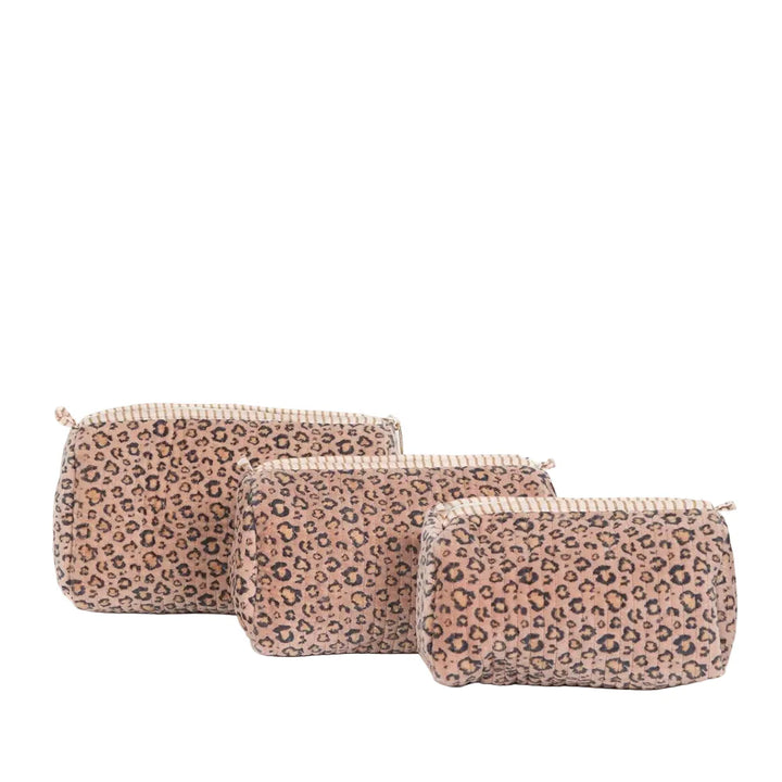 PARISIAN COOL VELVET POUCH 3PC: BLUSH LEOPARD