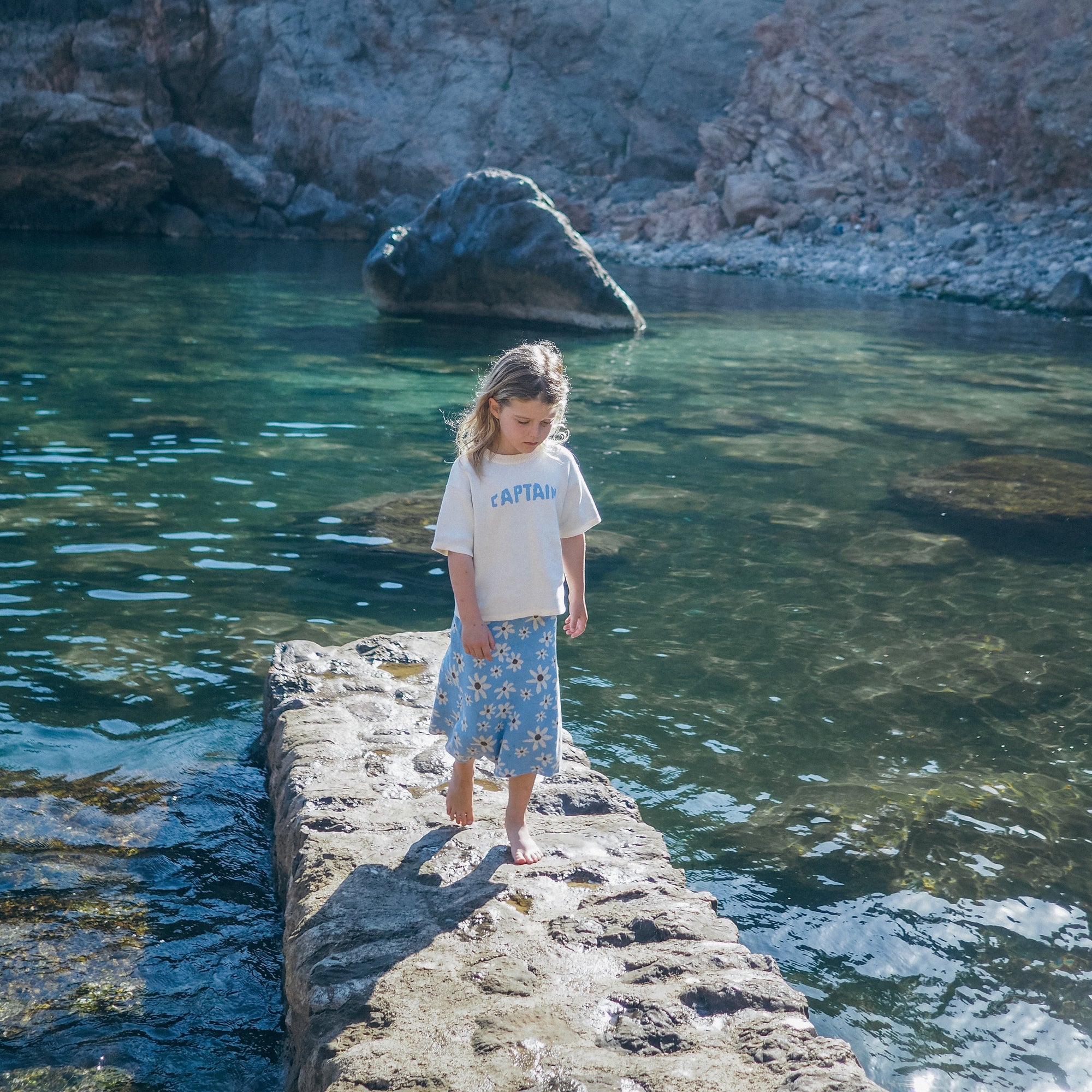 GROWN WILD FLOWER KNIT SKIRT: SKY