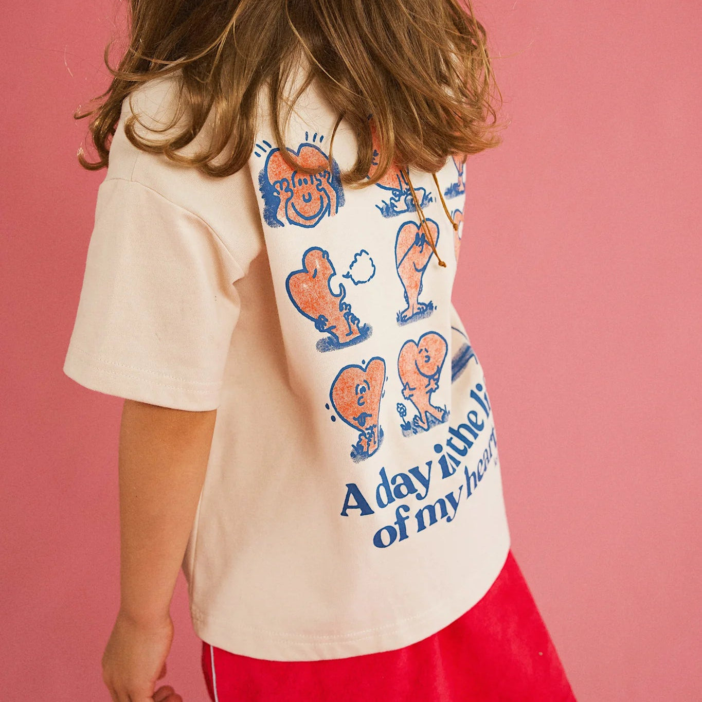 LENN LABEL HEART TEE: CREAM