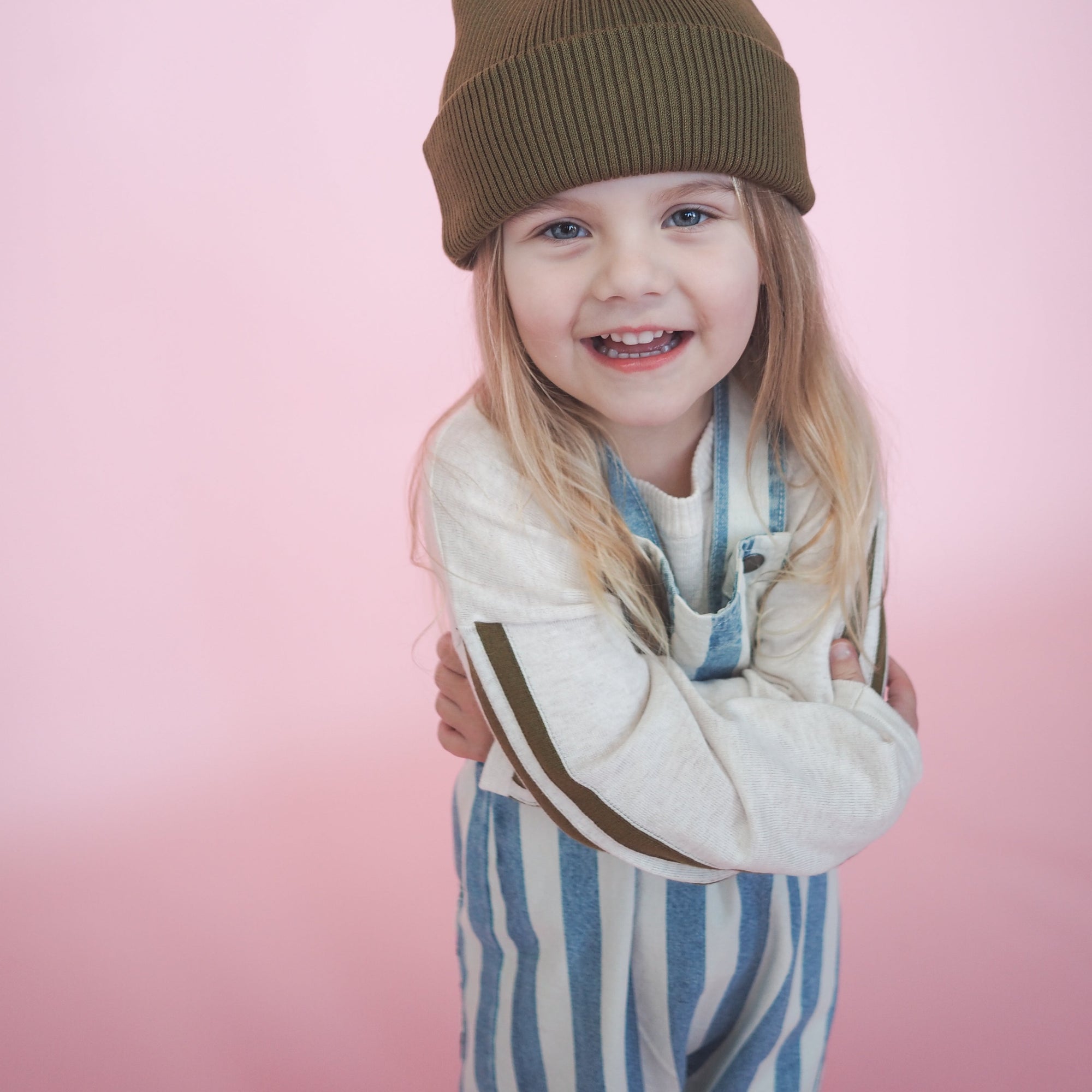 GROWN DENIM STRIPE OVERALLS