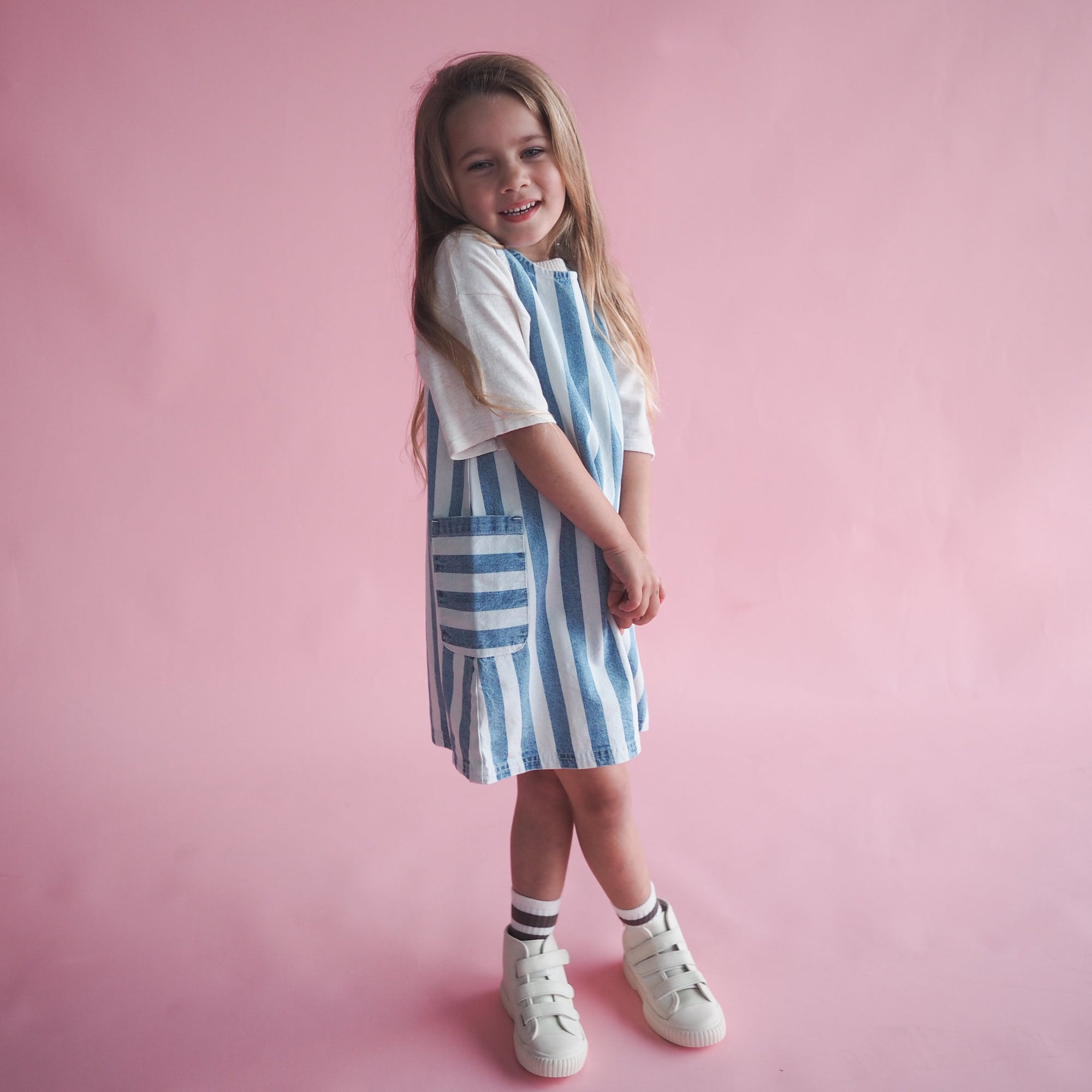 GROWN DENIM STRIPE DRESS