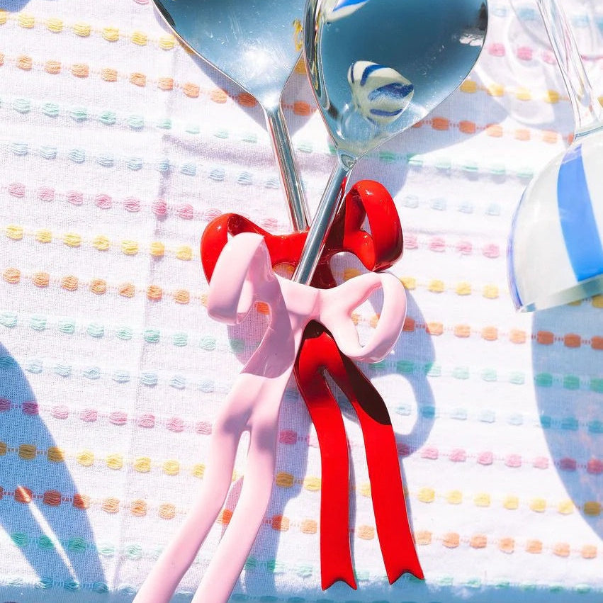 PINK & RED BOW SALAD SERVERS
