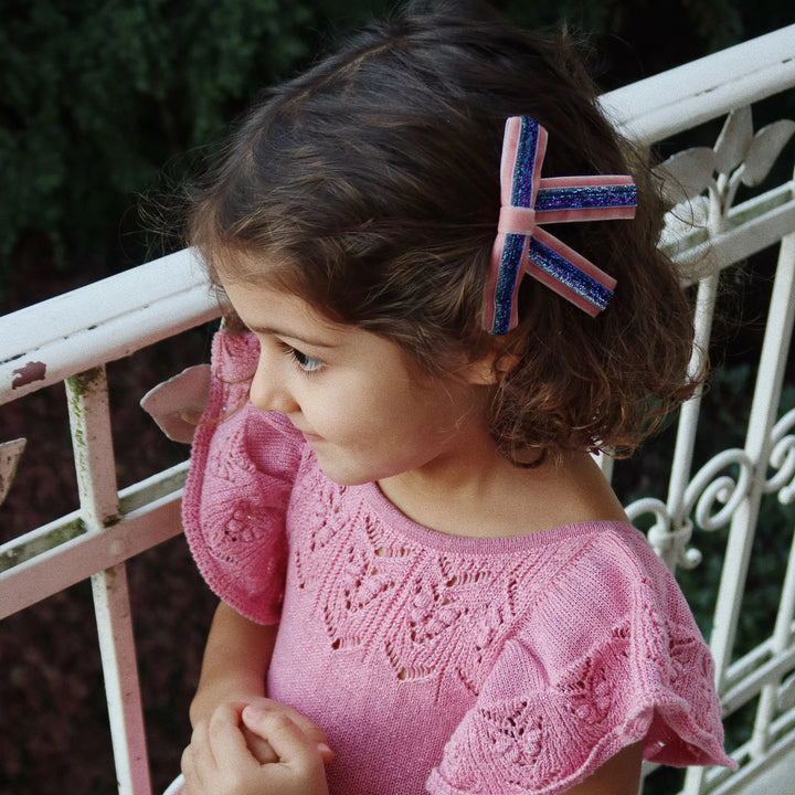 KONGES SLOJD LONG VELVET BOW HAIR CLIPS 2PC: MELLOW ROSE