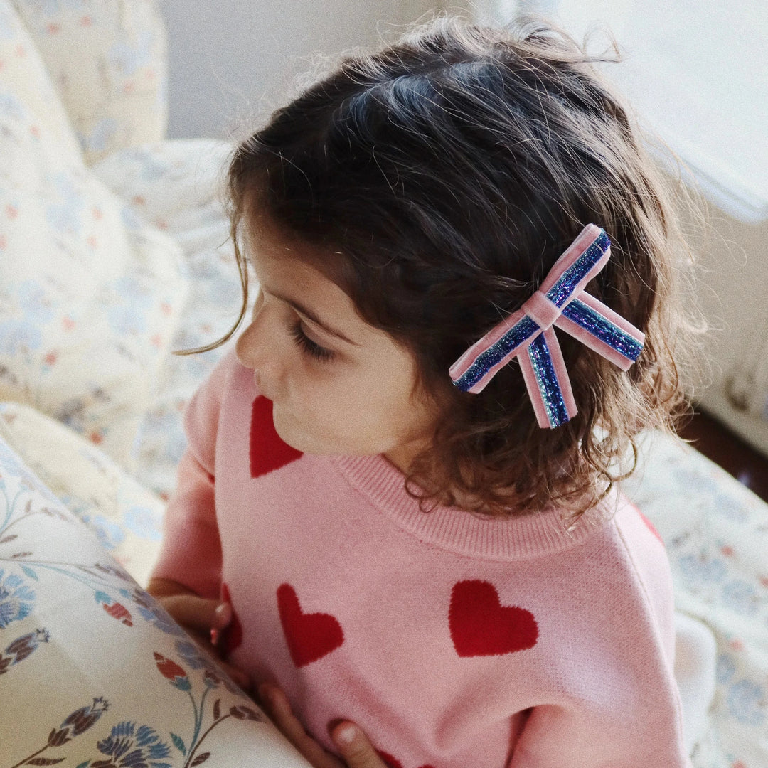 KONGES SLOJD VELVET BOW HAIR CLIPS 2PC: MELLOW ROSE