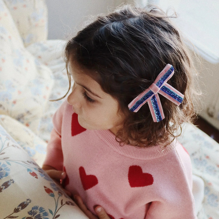 KONGES SLOJD VELVET BOW HAIR CLIPS 2PC: MELLOW ROSE