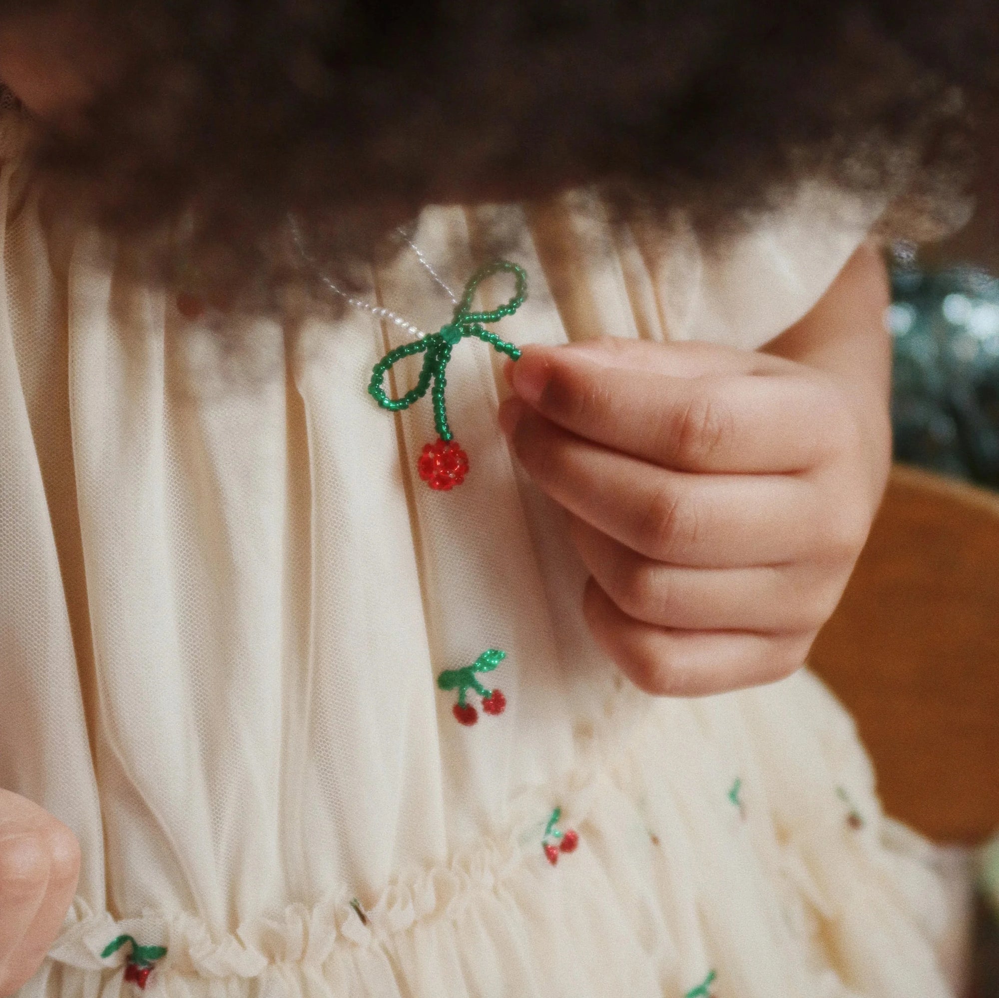 KONGES SLOJD PEARLY NECKLACE & BRACELET 2PC: CHERRY