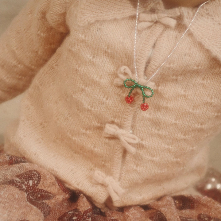 KONGES SLOJD PEARLY NECKLACE &amp; BRACELET 2PC: CHERRY