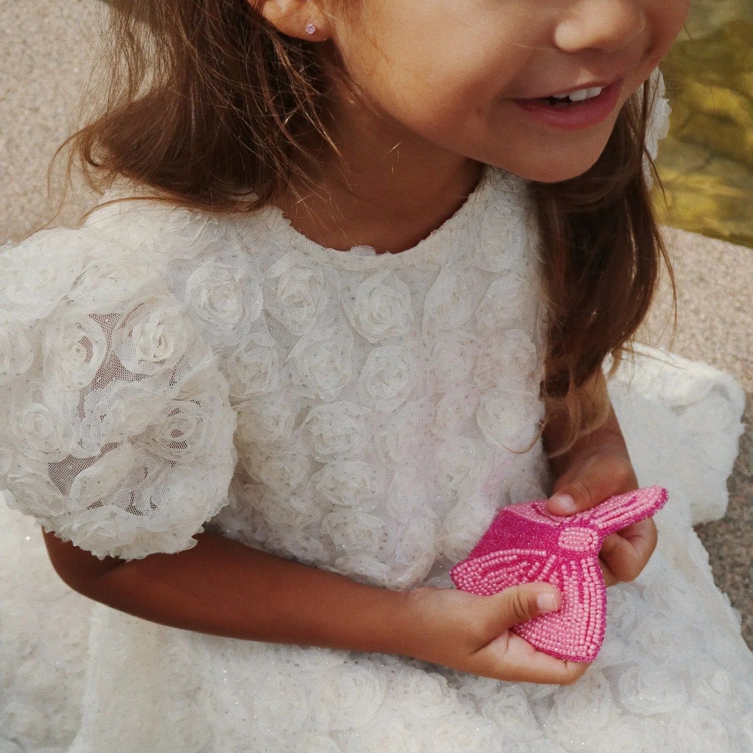 KONGES SLOJD BEADED BOW WALLET: BUBBLEGUM