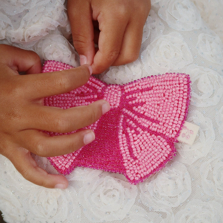KONGES SLOJD BEADED BOW WALLET: BUBBLEGUM