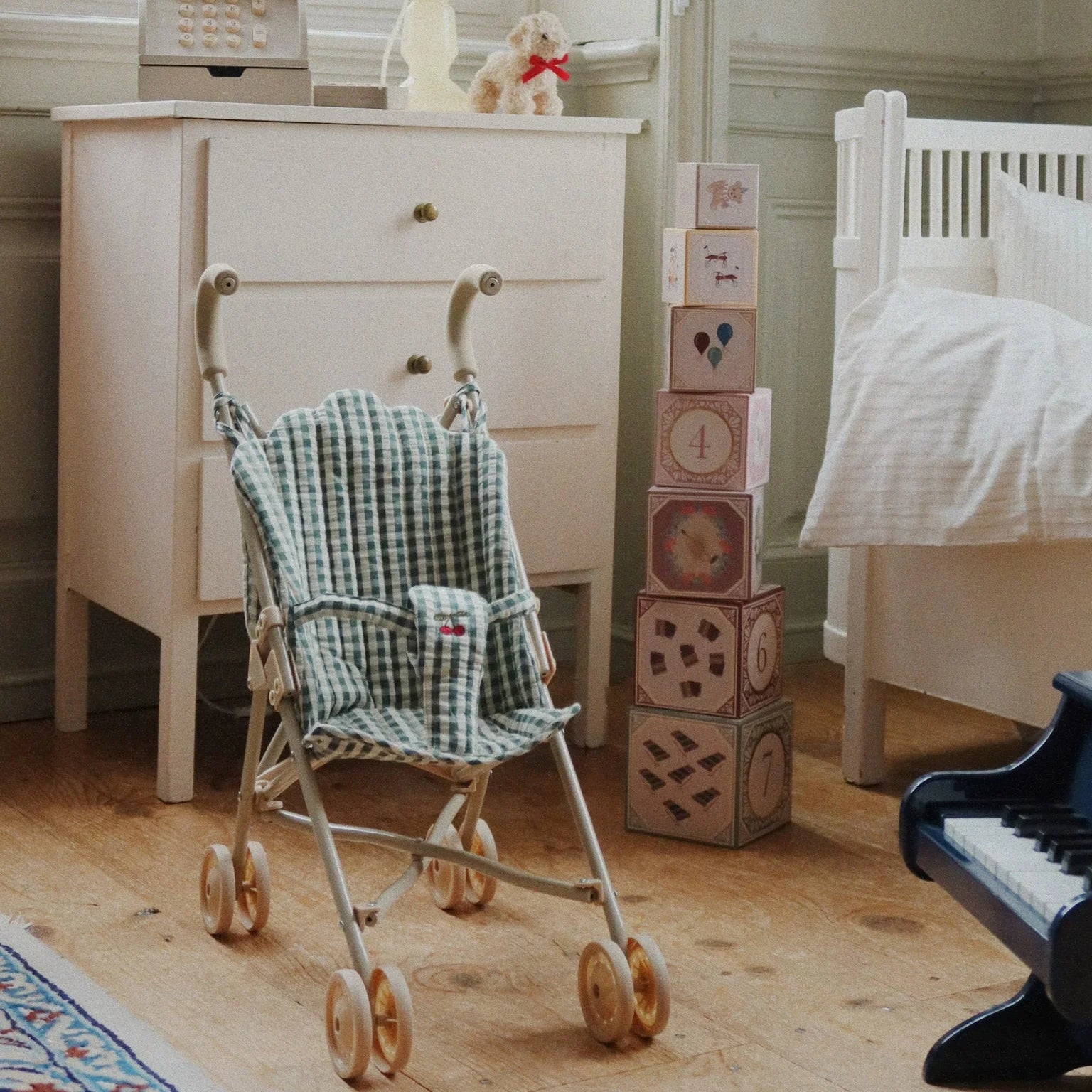 KONGES SLOJD CHEEKY DOLL STROLLER: SMOKE PINE CHECK