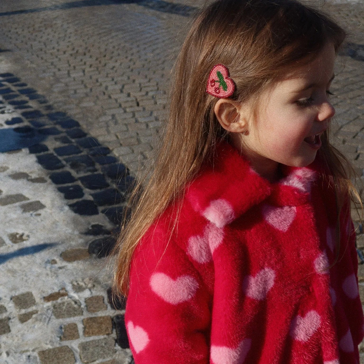 KONGES SLOJD HEART HAIR CLIP 2PC: CHERRY