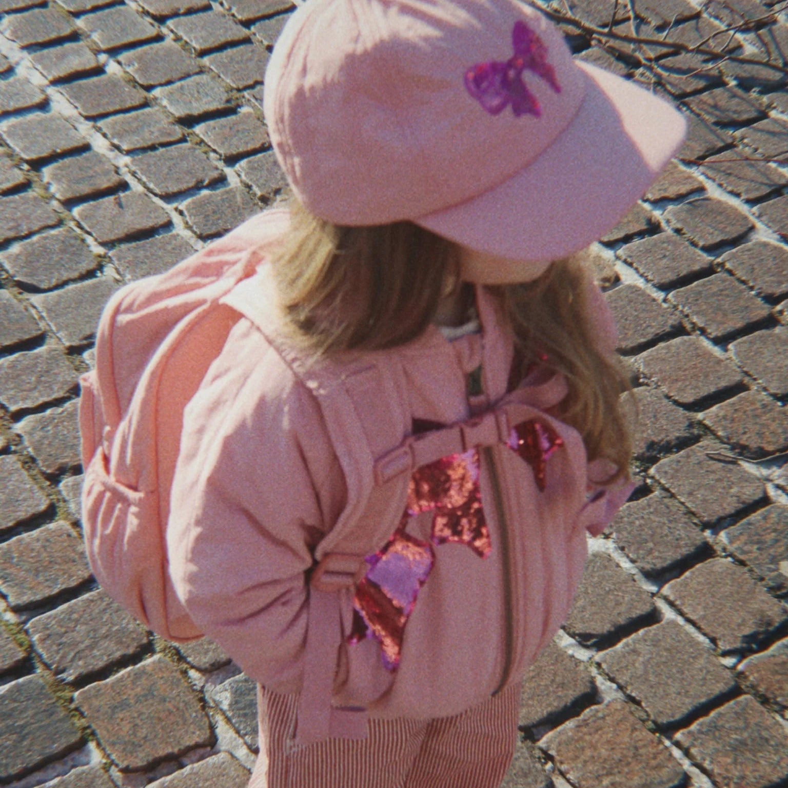 KONGES SLOJD JUNO QUILTED SEQUIN BACKPACK MIDI: ROSETTE