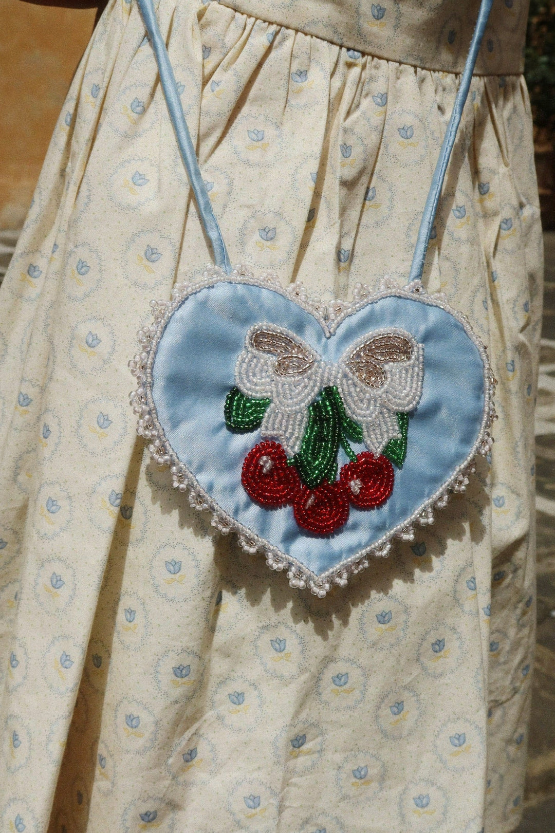 Konges Sløjd Beaded Heart Mini Purse Ashley Blue