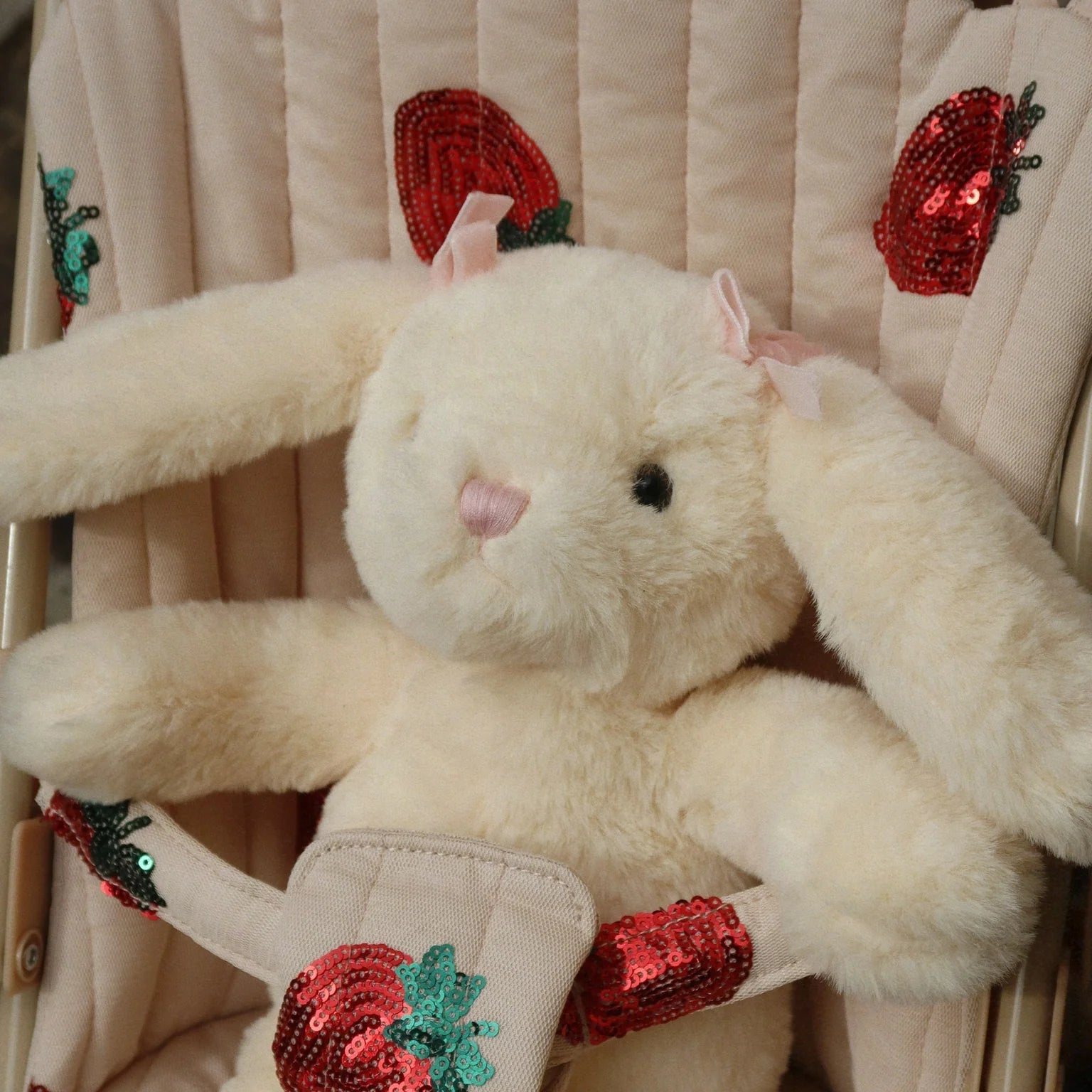 KONGES SLOJD TULLE DOLL STROLLER: STRAWBERRY