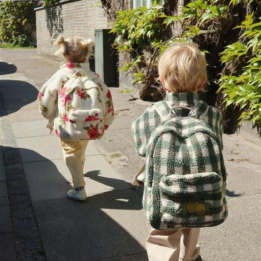 KONGES SLOJD JODY TEDDY BACKPACK: GREEN CHECK