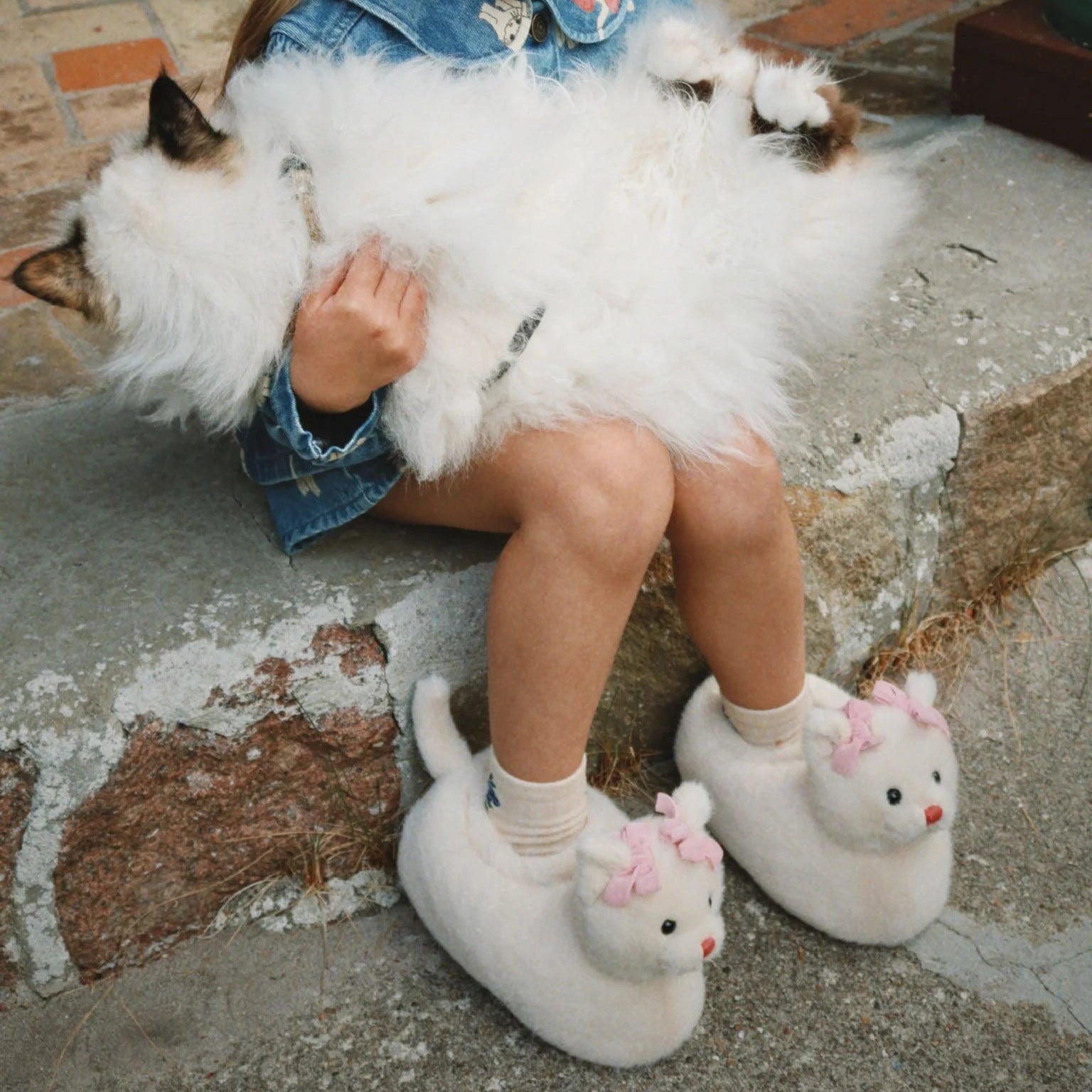 KONGES SLOJD KITTY FOOTIES: OFF WHITE