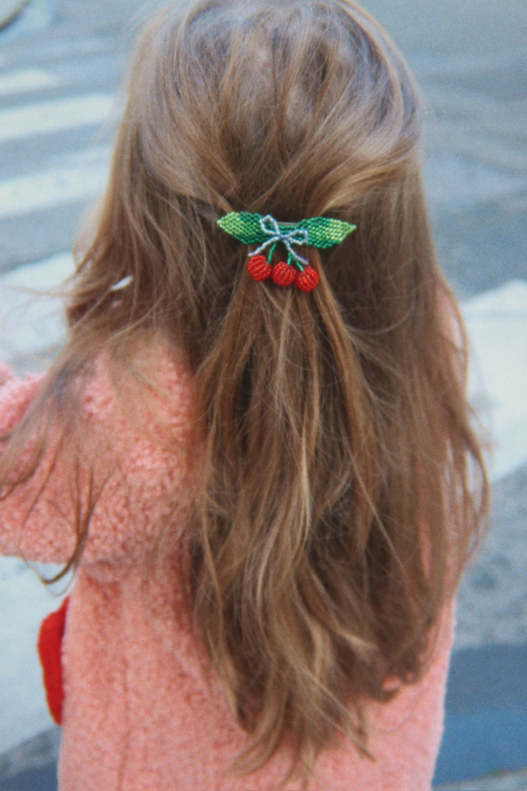 Konges Sløjd Beaded Cherry Bow Big Hair Clip: Cherry - lifestyle