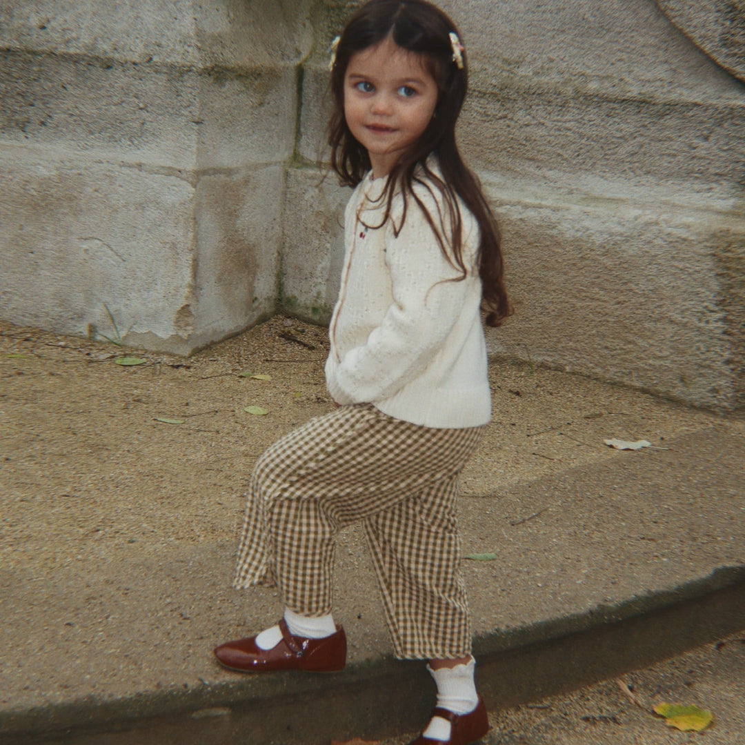 Konges Sløjd Kim Slit Pants Avocado Check - kids organic cotton pants