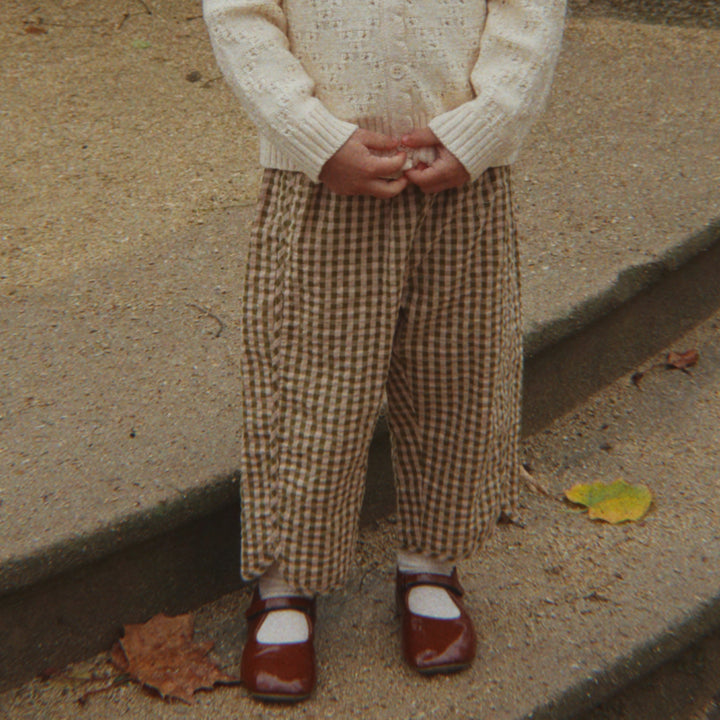 Konges Sløjd Kim Slit Pants Avocado Check - kids organic cotton pants