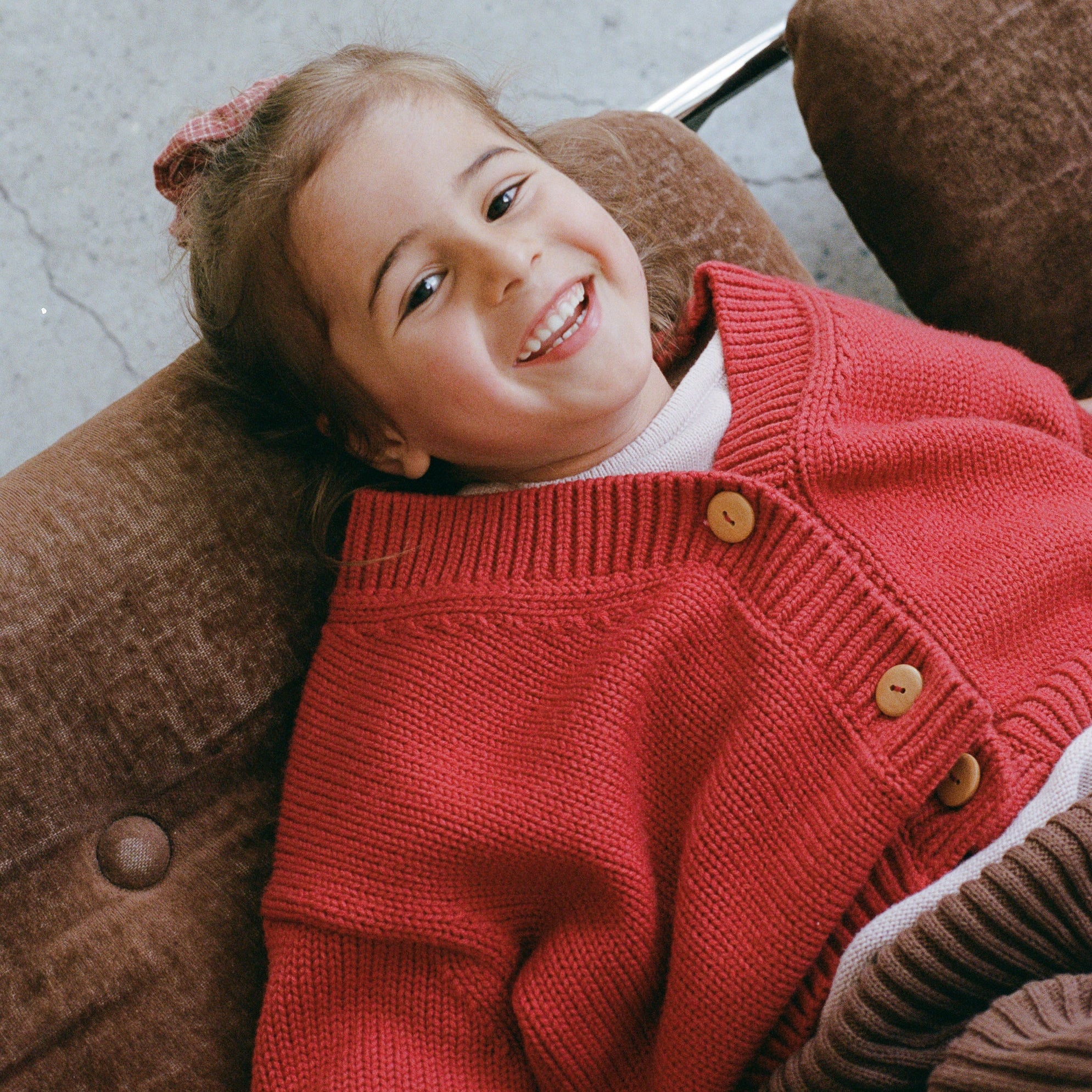 ILLOURA THE LABEL WOOL KNIT CARDIGAN: CHILLI