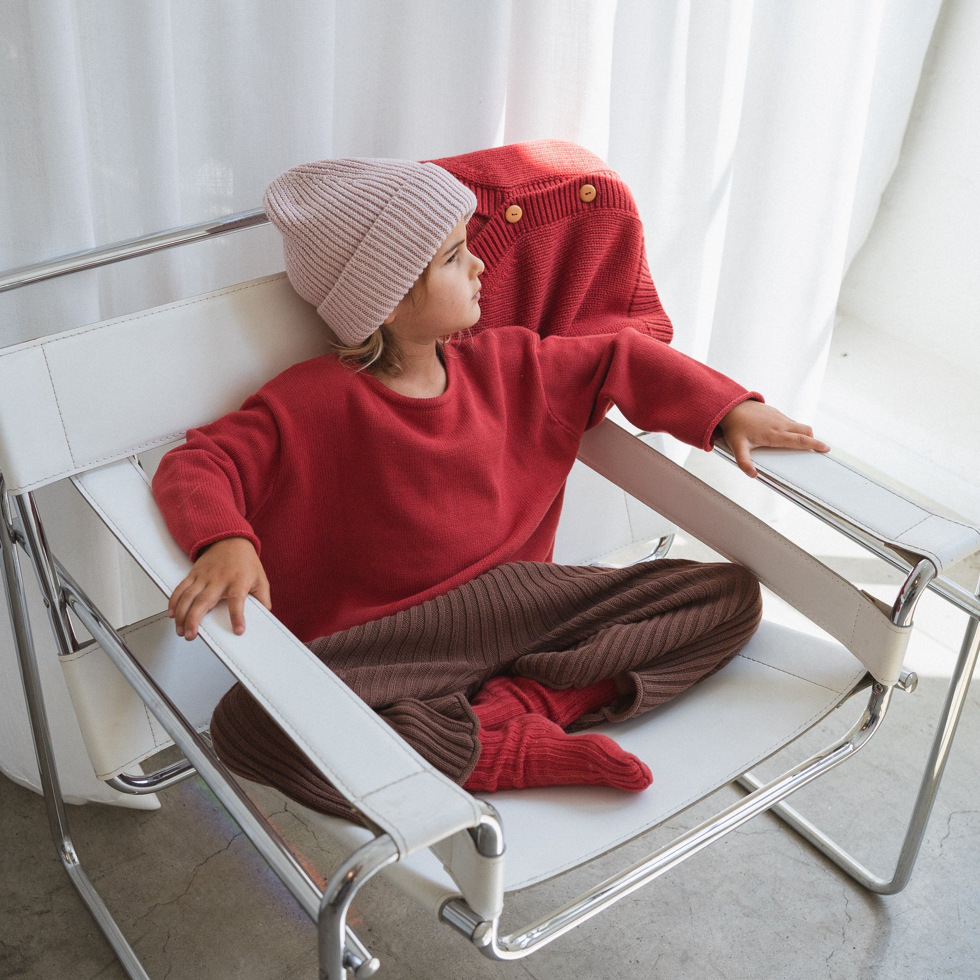 ILLOURA THE LABEL ESSENTIAL KNIT JUMPER: CHILLI