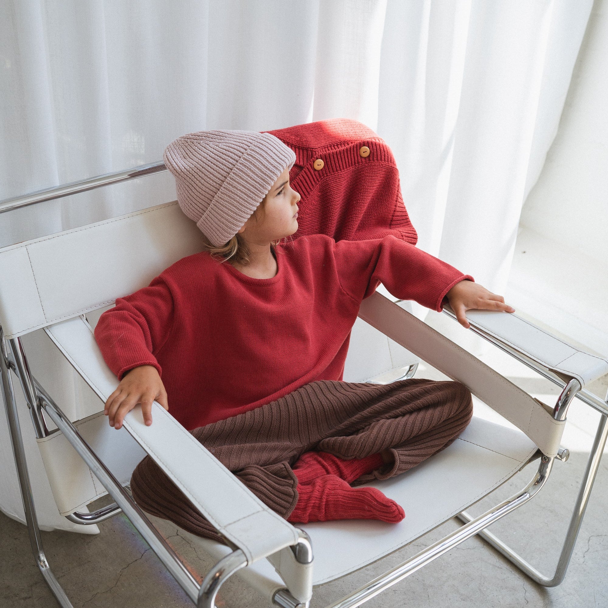 ILLOURA THE LABEL KNIT BEANIE: DUSTY PINK