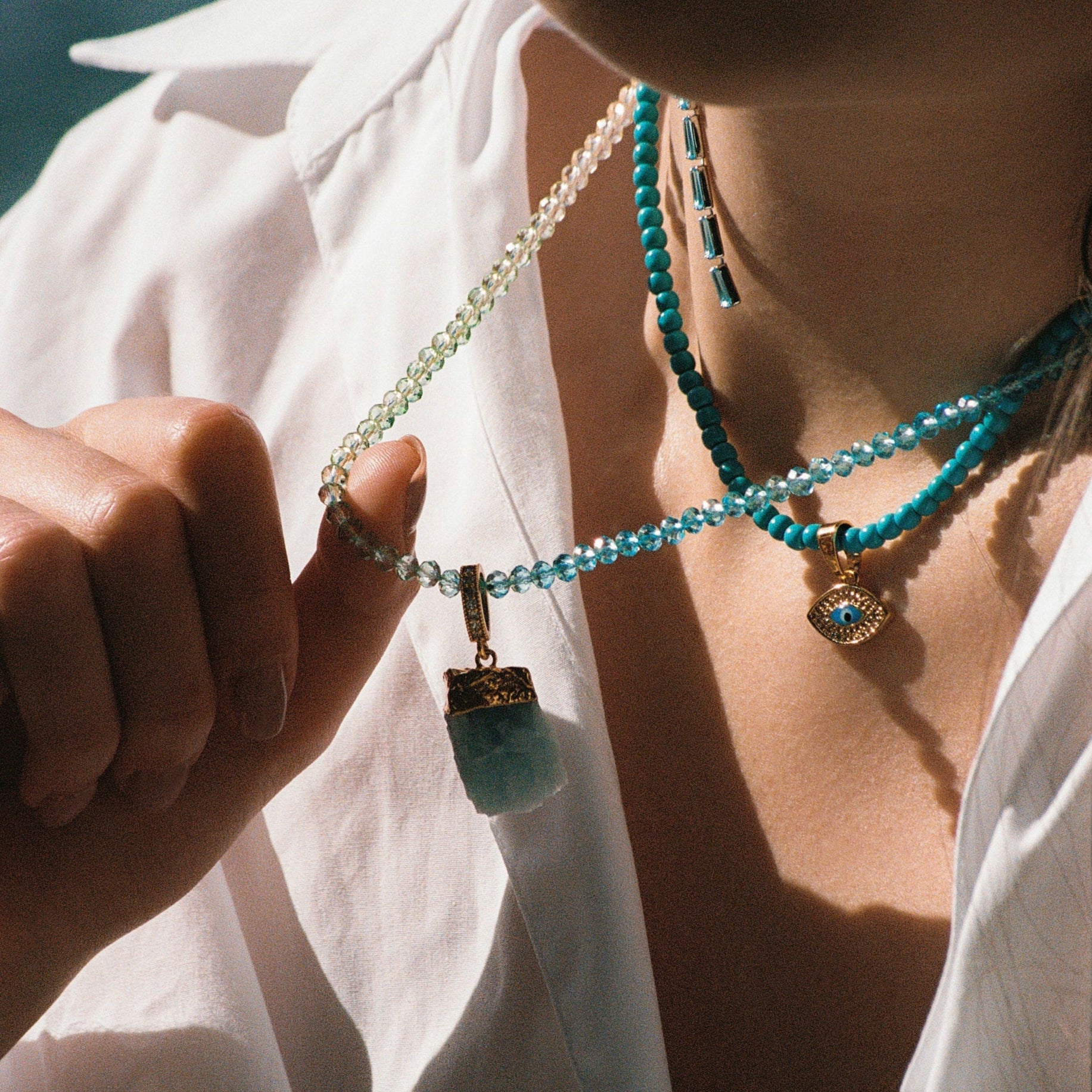 CRYSTAL HAZE CANDY FLOSS NECKLACE: BLUE MINT