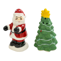 SANTA & TREE CERAMIC S&P SHAKERS 2PC