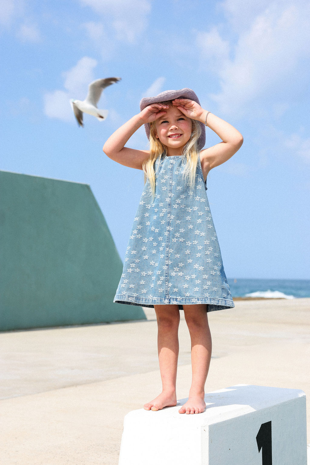 GROWN DAISY DENIM SHIFT DRESS