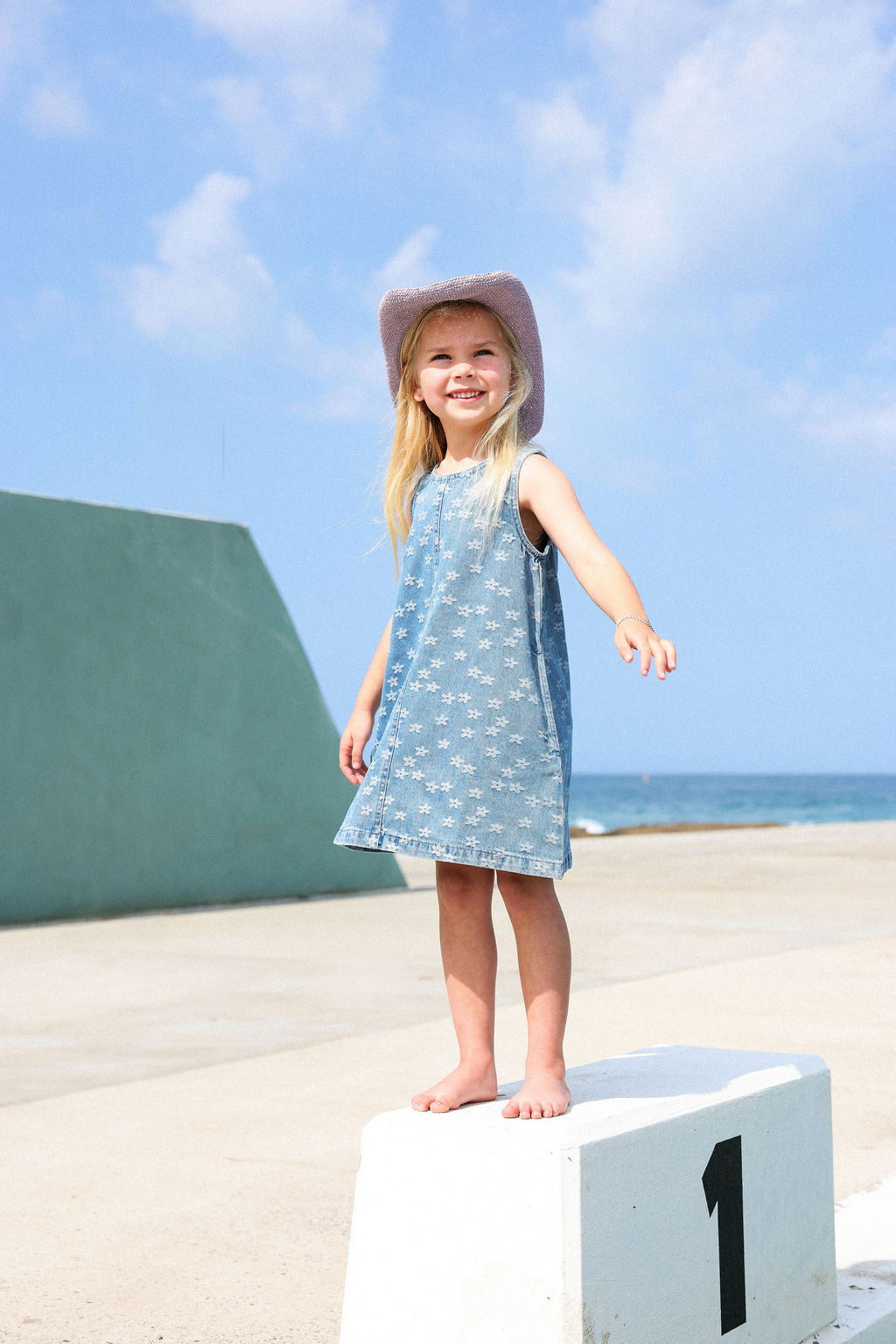 GROWN DAISY DENIM SHIFT DRESS