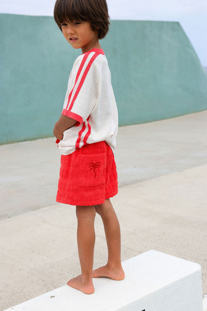 GROWN BUBBLE TERRY TOWELLING SHORTS, FIESTA