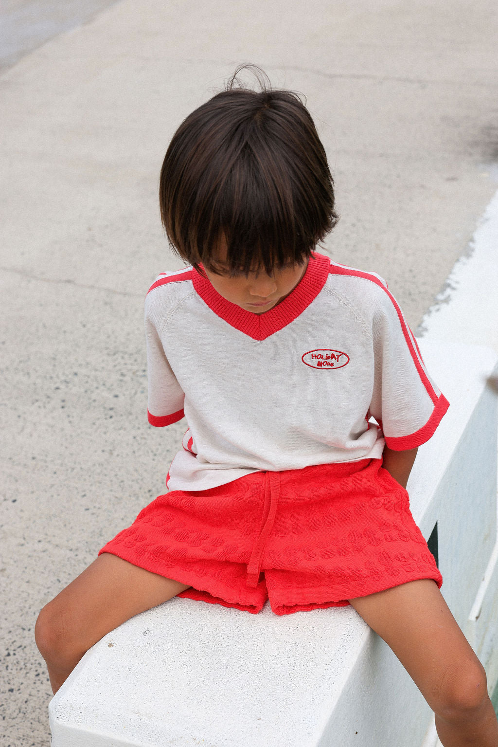 GROWN BUBBLE TERRY TOWELLING SHORTS, FIESTA