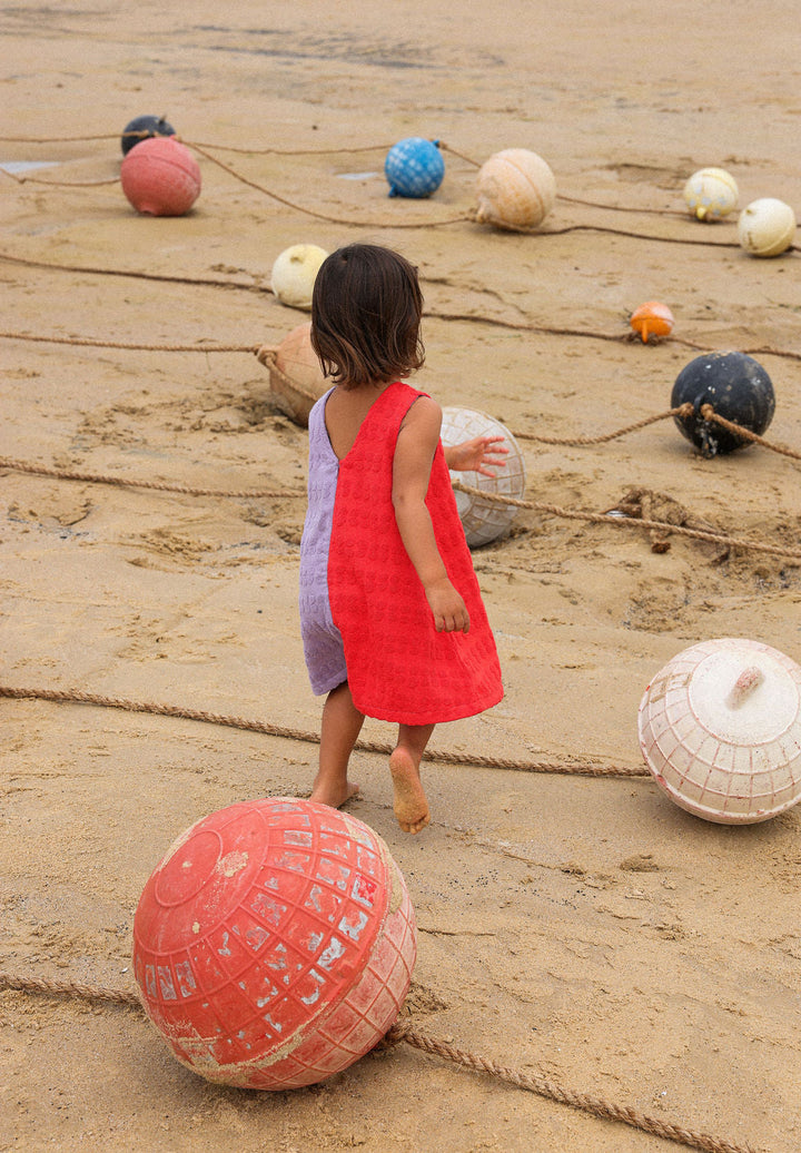 GROWN BUBBLE TERRY TOWELLING DRESS, FIESTA &amp; MAUVE