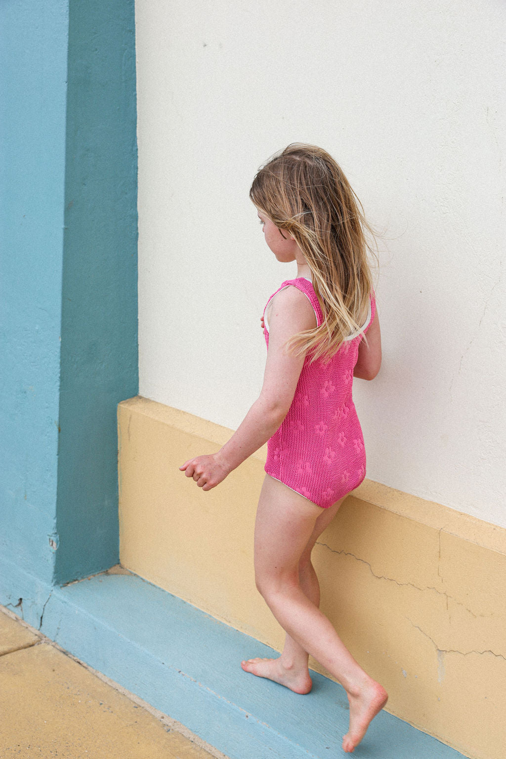GROWN RIBBED POSY SWIM SUIT, BERRY