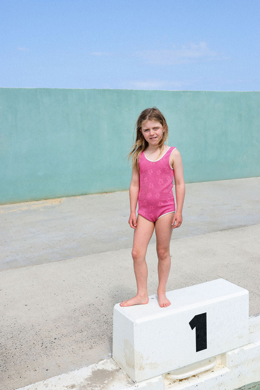 GROWN RIBBED POSY SWIM SUIT, BERRY