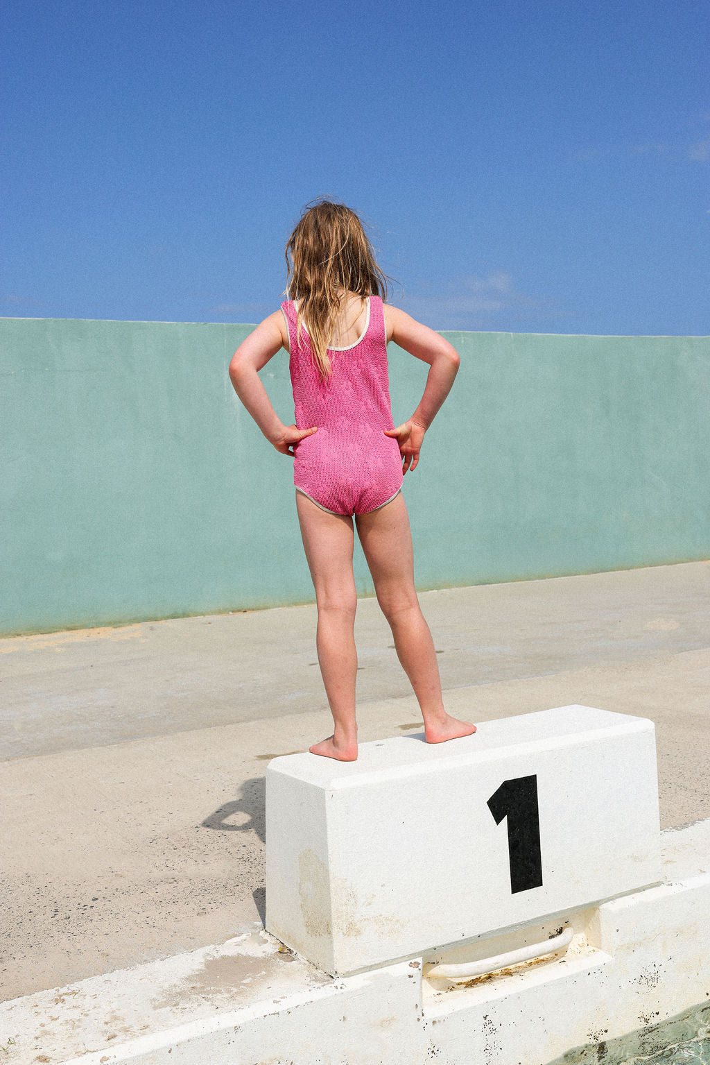 GROWN RIBBED POSY SWIM SUIT, BERRY